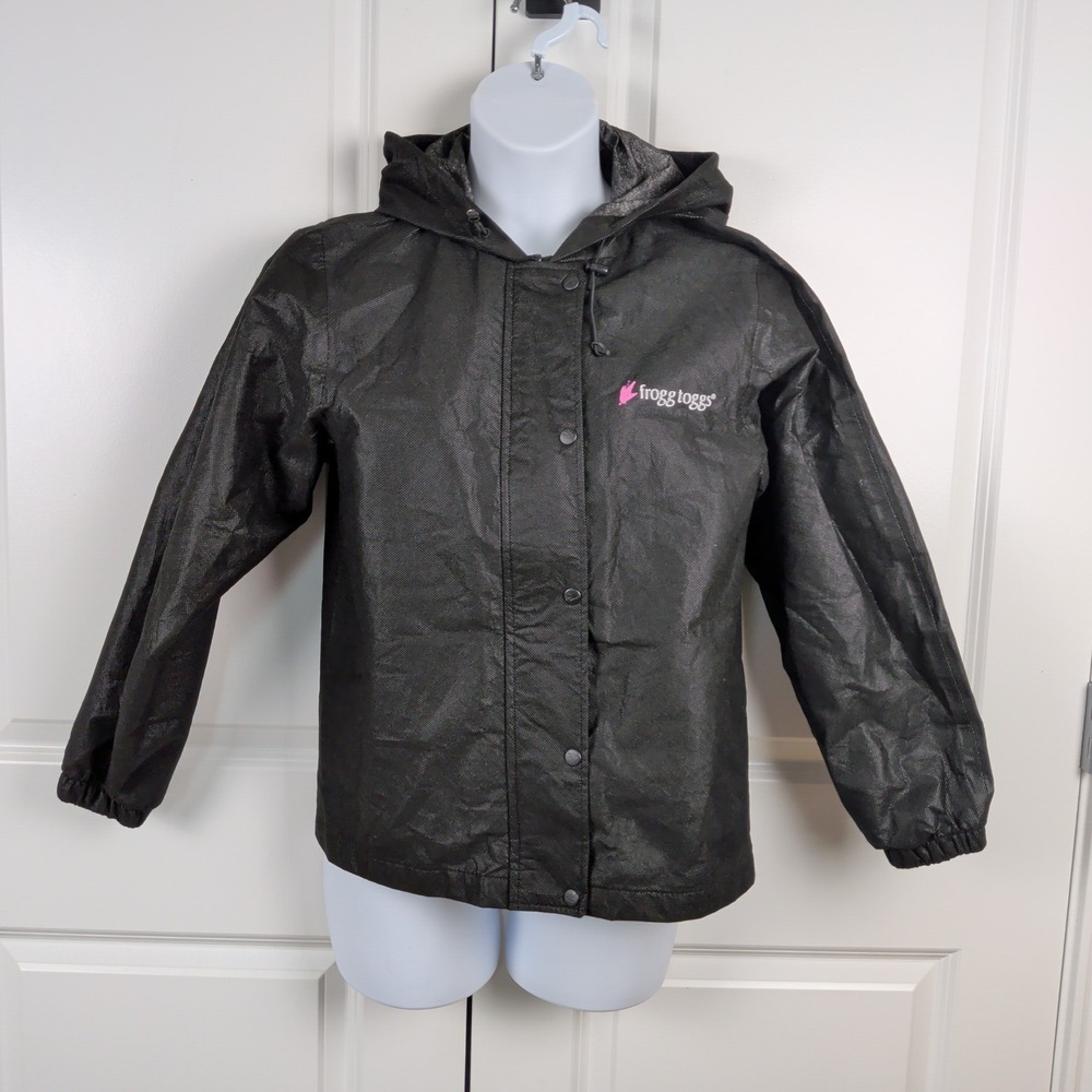 Frogg Toggs Black Rain Jacket Hooded Waterproof Windbreaker Outdoor Hiking